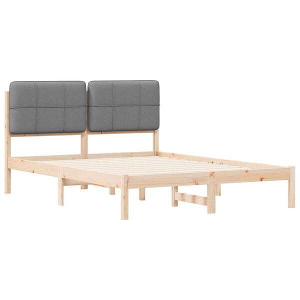 vidaXL Bettgestell mit gepolstertem Kopfteil Hellgrau 135 x 190 cm