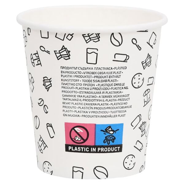 vidaXL Pappbecher 200 ml 1000 Stk. Wei&szlig; und Schwarz