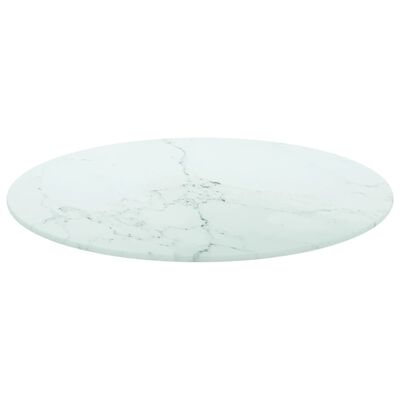 vidaXL Tischplatte Weiß Ø50x0,8 cm Hartglas in Marmoroptik
