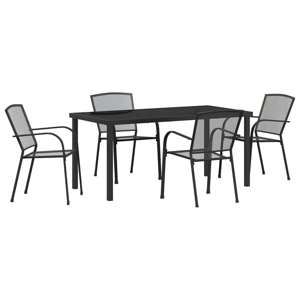 vidaXL Garten Essgruppe 5 pcs Anthrazit Pulverbeschichteter Stahl