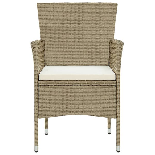 vidaXL Garten-Essstühle 2 Stk. Poly Rattan Beige