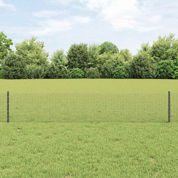 vidaXL Zaun mit Pfosten Grau 0,4 x 100 m Stahl und PVC