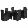 vidaXL 7-tlg. Garten-Essgruppe mit Kissen Schwarz Poly Rattan