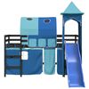 vidaXL Kinderhochbett mit Turm Blau 90x190 cm Massivholz Kiefer