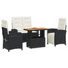 vidaXL 4-tlg. Garten-Essgruppe mit Kissen Schwarz Poly Rattan