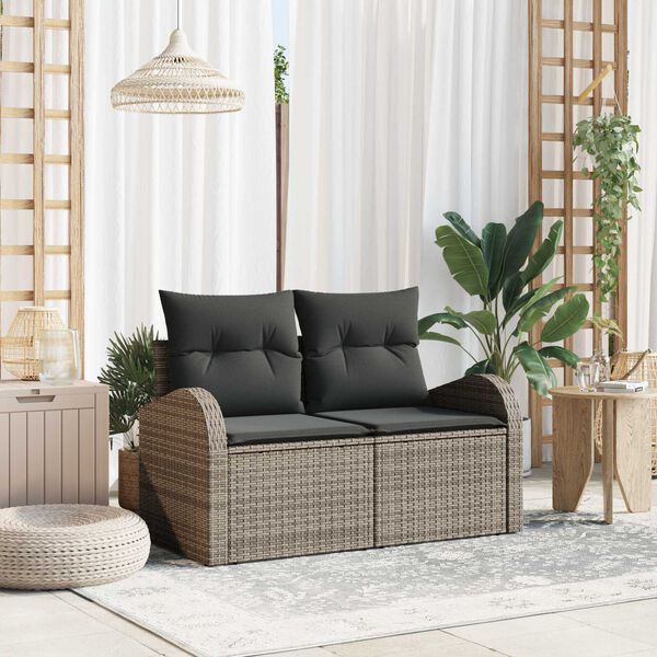 vidaXL Gartensofa Grau 124 x 62 x 69cm Poly-Rattan