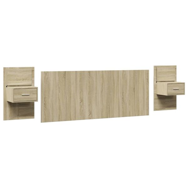 vidaXL Kopfteil mit Nachttischen Sonoma-Eiche 200 cm Holzwerkstoff