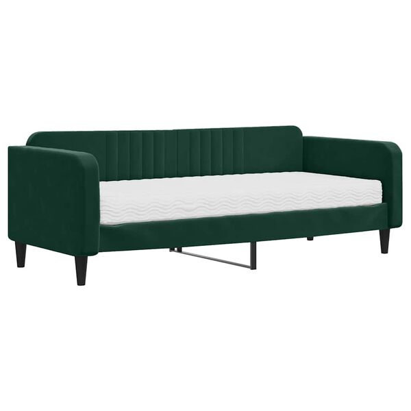 vidaXL Tagesbett mit Matratze Dunkelgr&uuml;n 90x200 cm Samt