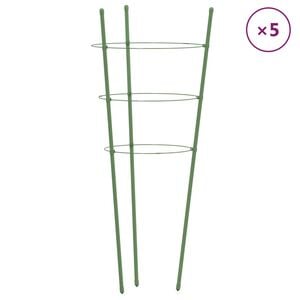 vidaXL Pflanzenst&uuml;tzen mit 3 Ringen 5 Stk. Gr&uuml;n 75 cm Stahl