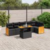 vidaXL 7-tlg. Garten-Sofagarnitur mit Kissen Schwarz Poly Rattan