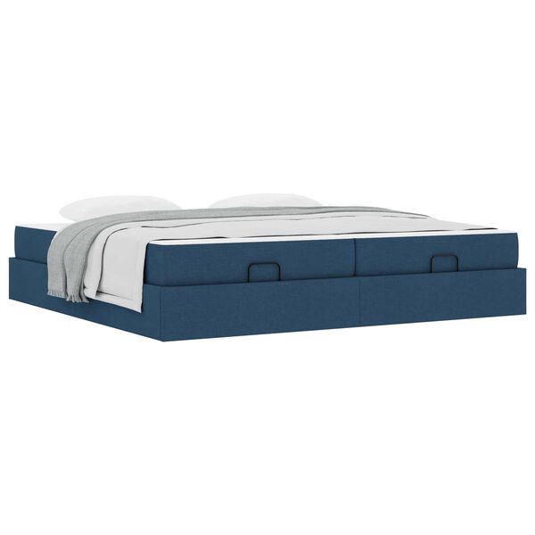 vidaXL Bettgestell mit Matratze mit Matratze 2 pcs Blau Stoff