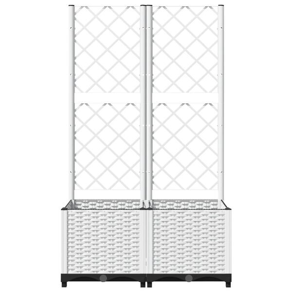 vidaXL Pflanzk&uuml;bel mit Rankgitter Wei&szlig; 80x40x136 cm PP