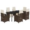 vidaXL 7-tlg. Garten-Essgruppe mit Kissen Braun Poly Rattan