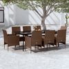 vidaXL 9-tlg. Garten-Essgruppe mit Kissen Braun und Schwarz