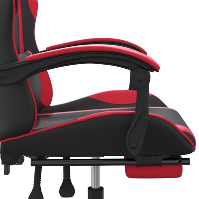 vidaXL Gaming-Stuhl mit Fußstütze Drehbar Schwarz & Rot Kunstleder