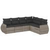 vidaXL 6-tlg. Garten-Sofagarnitur mit Kissen Hellgrau Poly Rattan