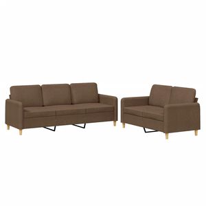 vidaXL 2-tlg. Sofagarnitur mit Kissen Braun Stoff