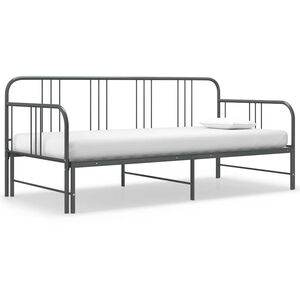 vidaXL Ausziehsofa Bettgestell Grau Metall 90x200 cm