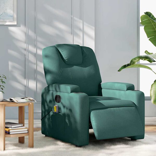 vidaXL Massagesessel Elektrisch Dunkelgr&uuml;n Stoff