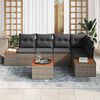 vidaXL Garten-Sofa-Set mit Kissen mit Speicher 6 pcs Grau Poly Rattan