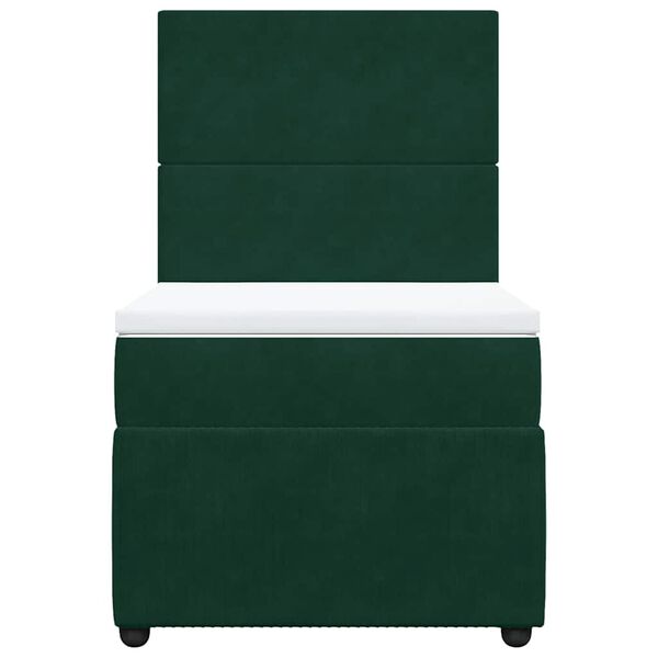 vidaXL Boxspringbett mit Matratze Dunkelgr&uuml;n 90x200 cm Samt