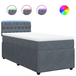 vidaXL Boxspringbett mit Matratze Dunkelgrau 90x190 cm Samt