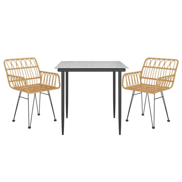vidaXL 3-tlg. Garten-Essgruppe Poly Rattan