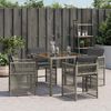 vidaXL Gartenst&uuml;hle mit Kissen 4 Stk. Grau Poly Rattan