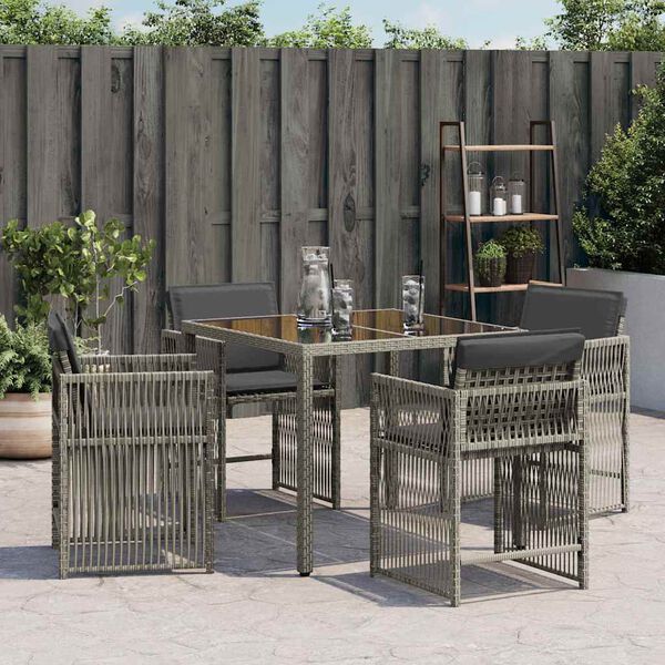 vidaXL Gartenst&uuml;hle mit Kissen 4 Stk. Grau Poly Rattan