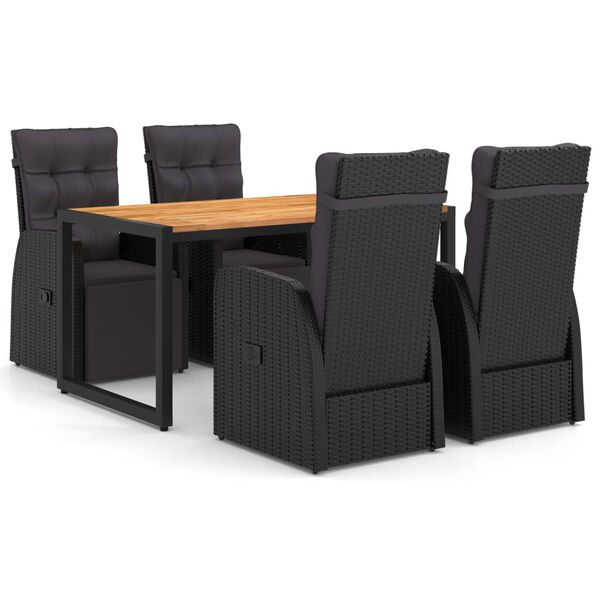 vidaXL 5-tlg. Garten-Essgruppe Schwarz