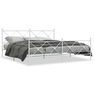 vidaXL Bettgestell mit Kopf- und Fu&szlig;teil Metall Wei&szlig; 193x203 cm