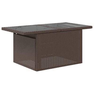 vidaXL Gartentisch mit Glasplatte Braun 100x55x73 cm Poly Rattan