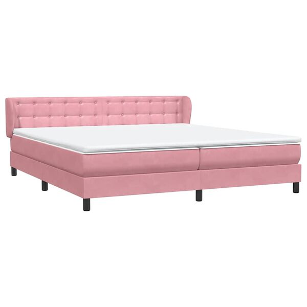 vidaXL Boxspringbett mit Matratzen Rosa 200x210 cm Samt
