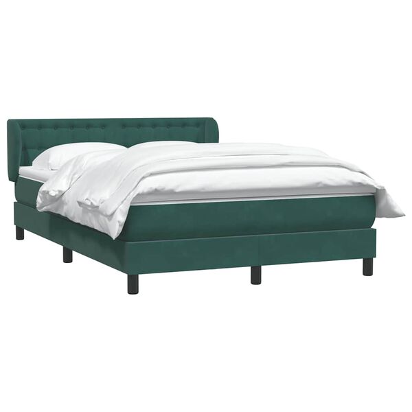 vidaXL Boxspringbett mit Matratze Dunkelgr&uuml;n 160x210 cm Samt