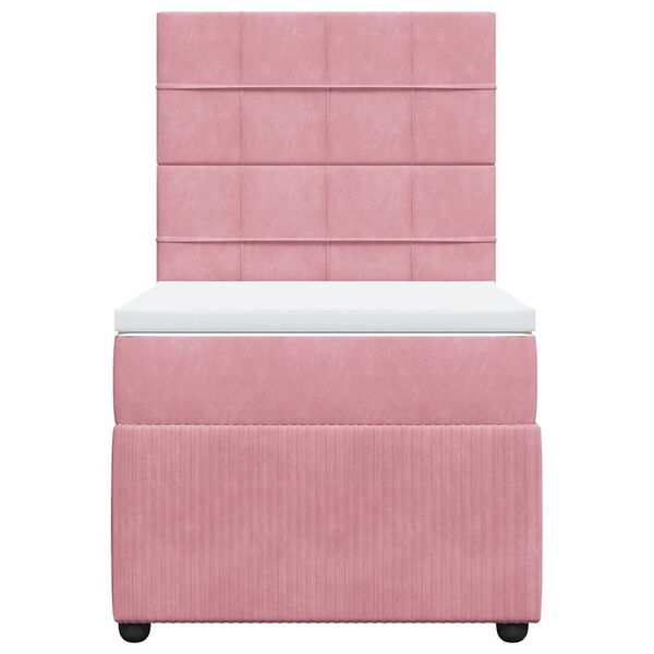vidaXL Boxspringbett mit Matratze Rosa 90x200 cm Samt