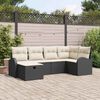 vidaXL Garten-Sofa-Set mit Kissen 6 pcs Schwarz Poly Rattan