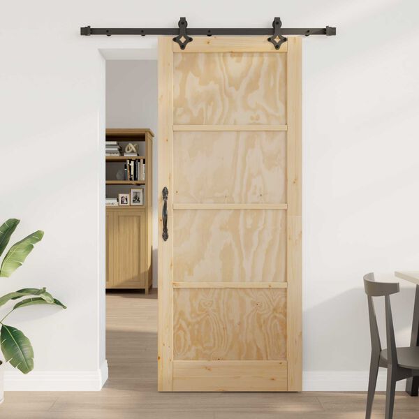 vidaXL Schiebet&uuml;r ORKDAL Braun 86 x 211 cm Massives Kiefernholz