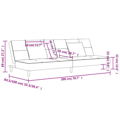 vidaXL Schlafsofa 2-Sitzer mit 2 Kissen Dunkelgrün Samt