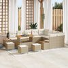 vidaXL Garten-Sofa-Set mit Kissen mit Speicher Beige Poly Rattan