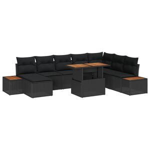 vidaXL Gartensofa-set 9 pcs Schwarz und Braun