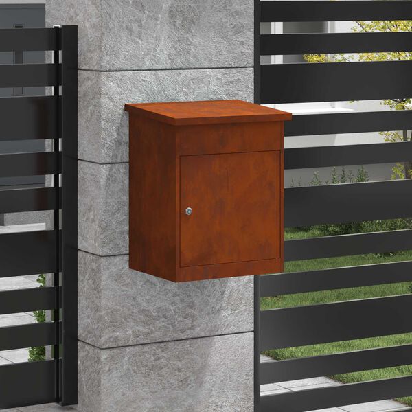 vidaXL Paketdrop-Box mit T&uuml;r Rostig 47,5 x 38 x 59 cm Wetterfeststahl