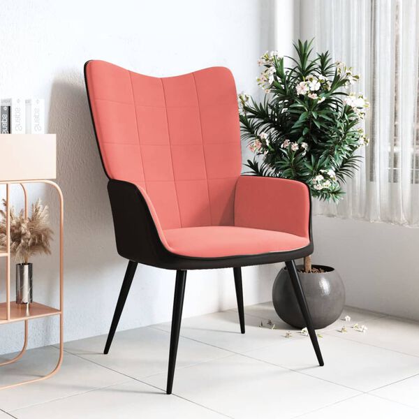 vidaXL Relaxsessel Rosa Samt und PVC
