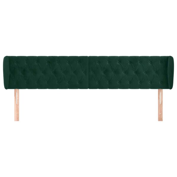 vidaXL Kopfteil mit Ohren Dunkelgr&uuml;n 203x23x78/88 cm Samt