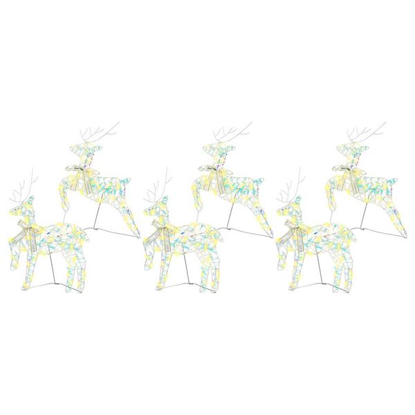 vidaXL LED Rentiere mit 180 LEDs 6 pcs Multicolor PET