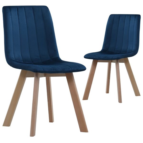 vidaXL Esszimmerst&uuml;hle 2 Stk. Blau Samt