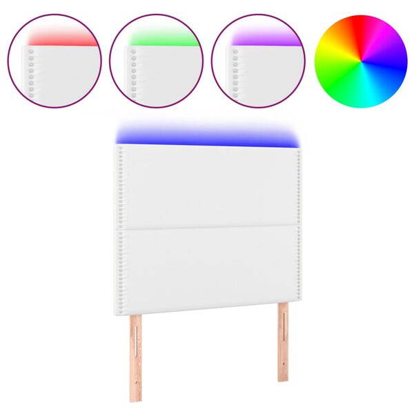 vidaXL LED Kopfteil Wei&szlig; 90x5x118/128 cm Kunstleder