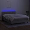vidaXL Boxspringbett mit Matratze & LED Hellgrau 140x200 cm Stoff
