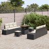vidaXL Garten-Sofa-Set mit Kissen 9 pcs Schwarz Poly Rattan