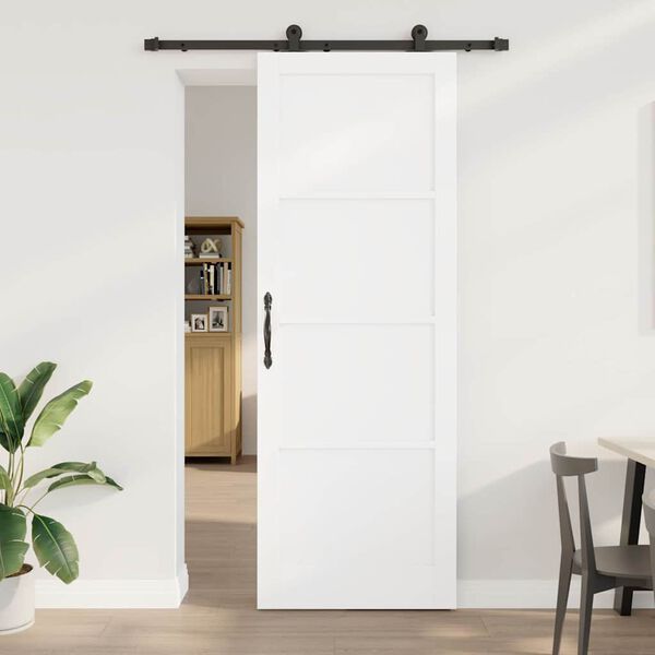 vidaXL Schiebet&uuml;r ORKDAL Wei&szlig; 83 x 232 cm Massives Kiefernholz