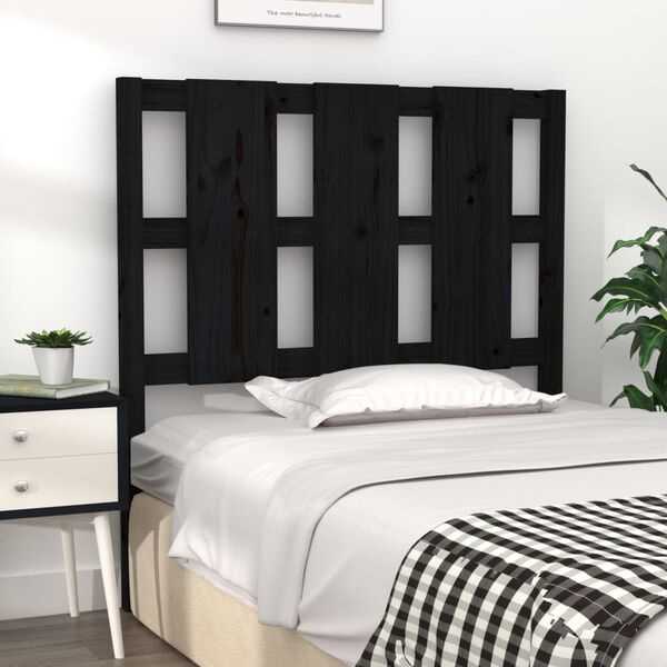 vidaXL Bett-Kopfteil Schwarz 105,5x4x100 cm Massivholz Kiefer